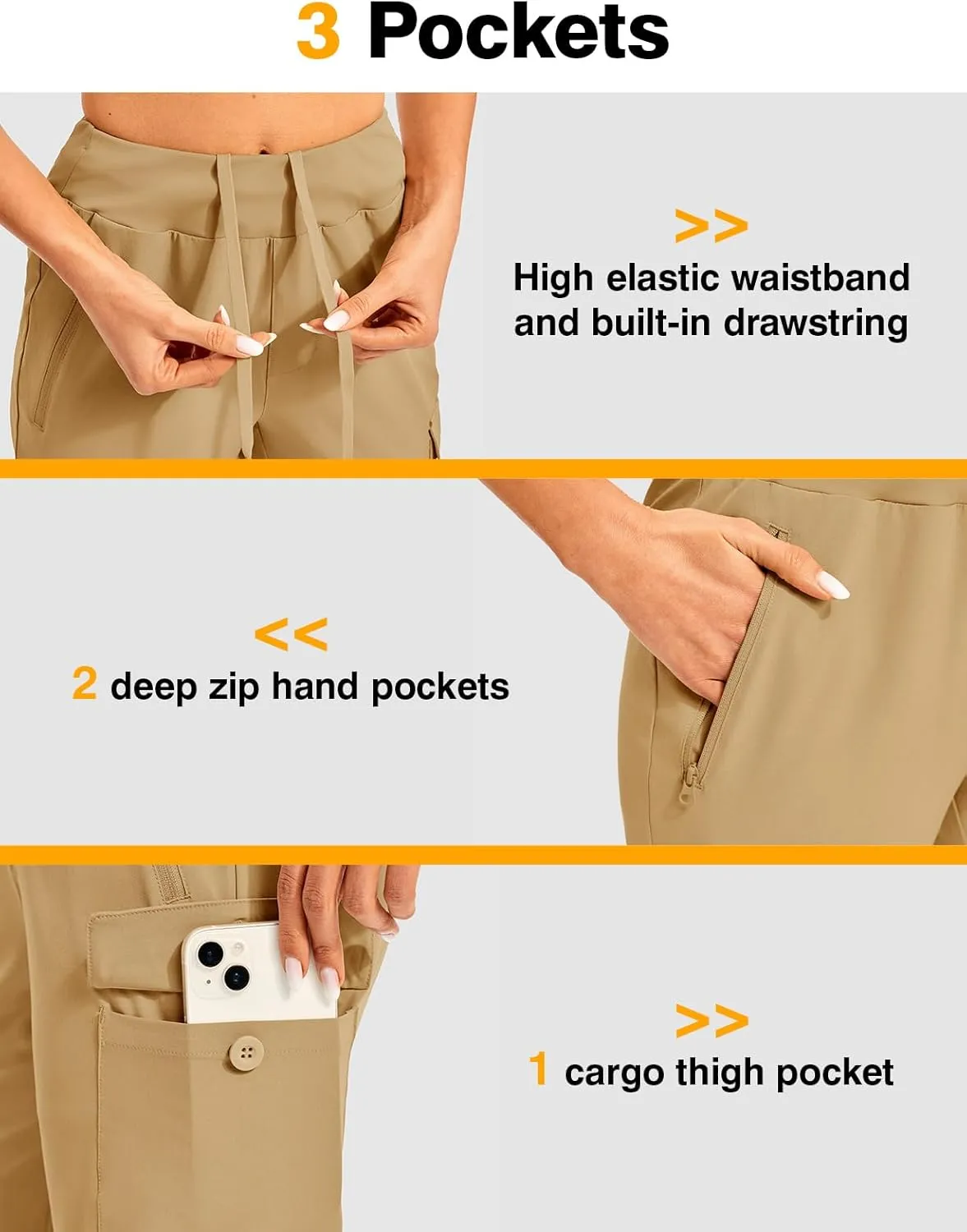 TBMPOY Womens 15" Long Hiking Shorts Below Knee Length Cargo Capri Bermuda Water Resistant Lightweight Stretch 3 Pockets