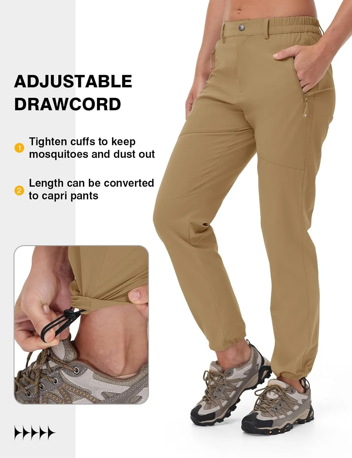 TBMPOY Women's Lightweight Hiking Pants Water Resistant Quick Dry Travel Work Outdoor Fishing Pants Zipper Pockets