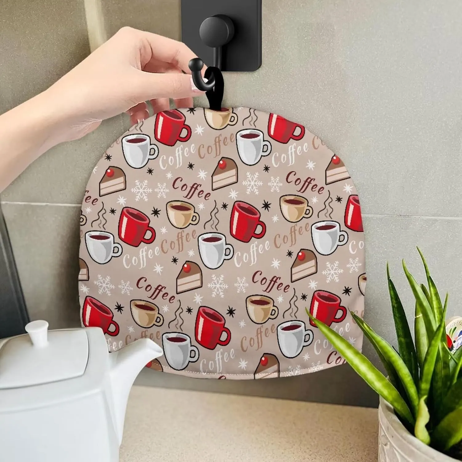 Tea Cozy for Teapot Anti Scald Teapot Covers, Breakfast Warmer Keep Warm, Heat Resistant Kettle Cover Home Kitchen Decor, Coffee Pattern