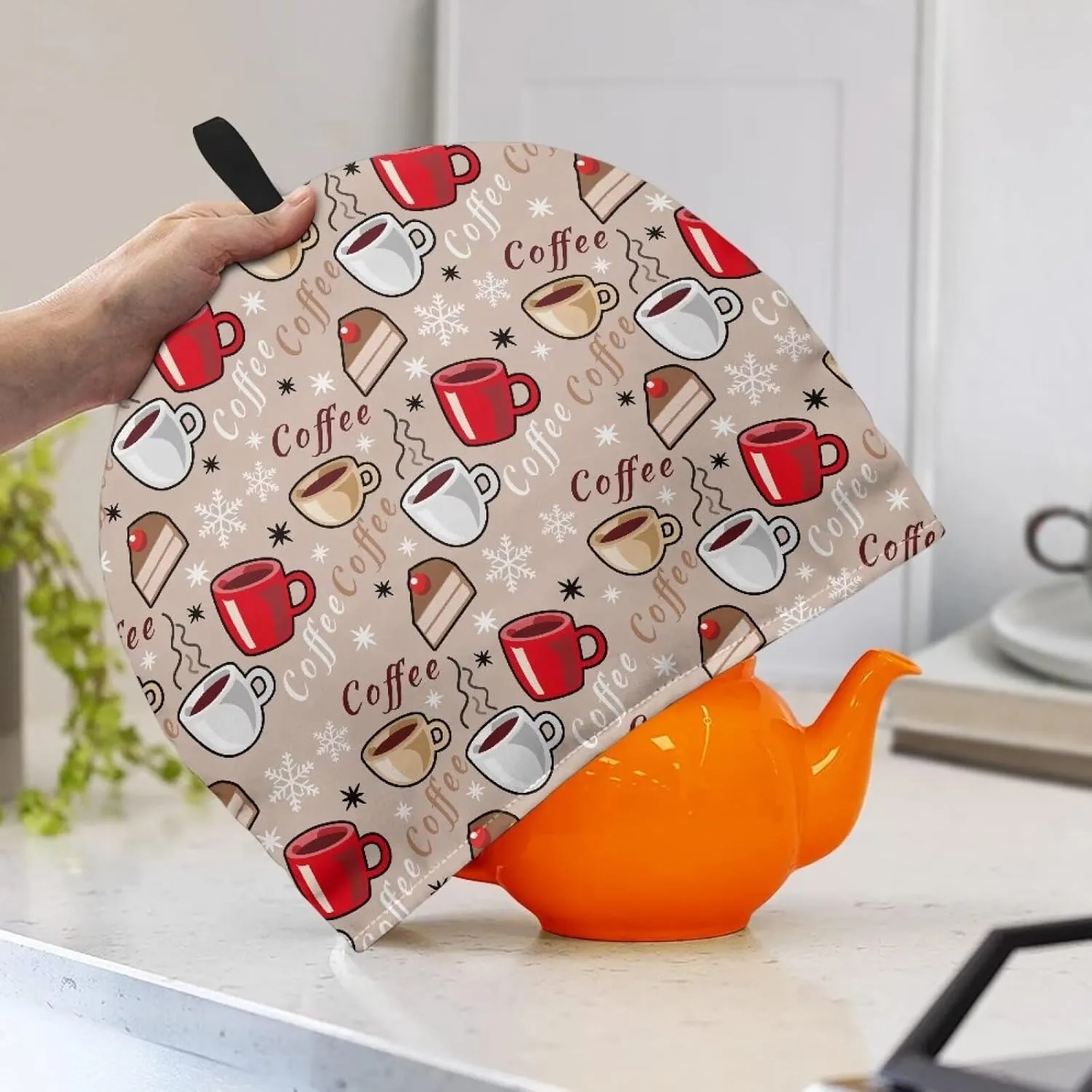 Tea Cozy for Teapot Anti Scald Teapot Covers, Breakfast Warmer Keep Warm, Heat Resistant Kettle Cover Home Kitchen Decor, Coffee Pattern