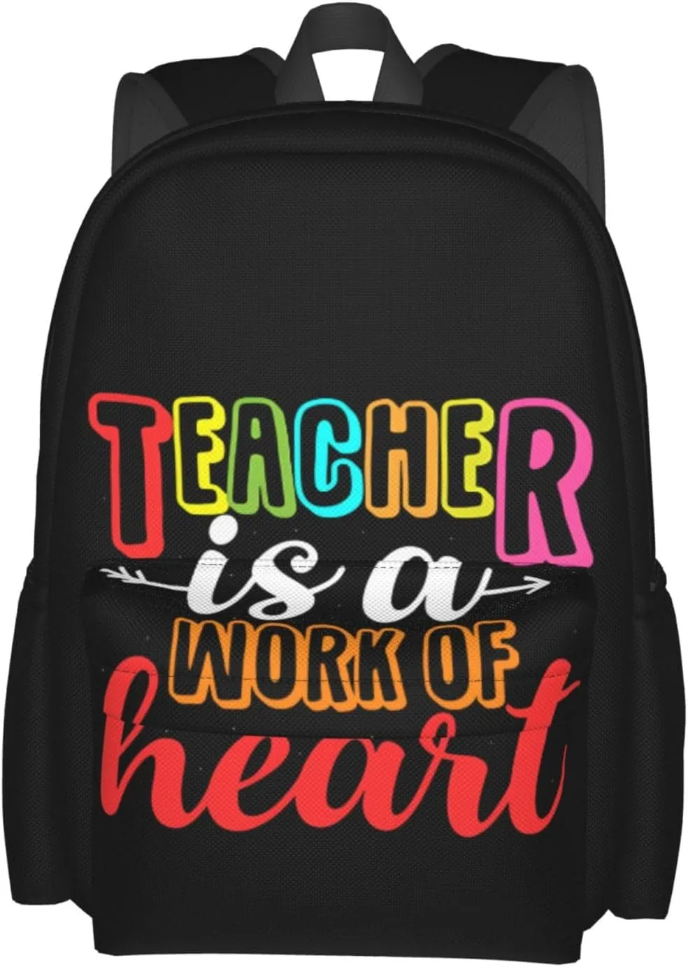 Teacher Is A Work Of Heart Backpack Casual Laptop Backpack Large Capacity Double Shoulder Bag Travel Daypack For Women Men