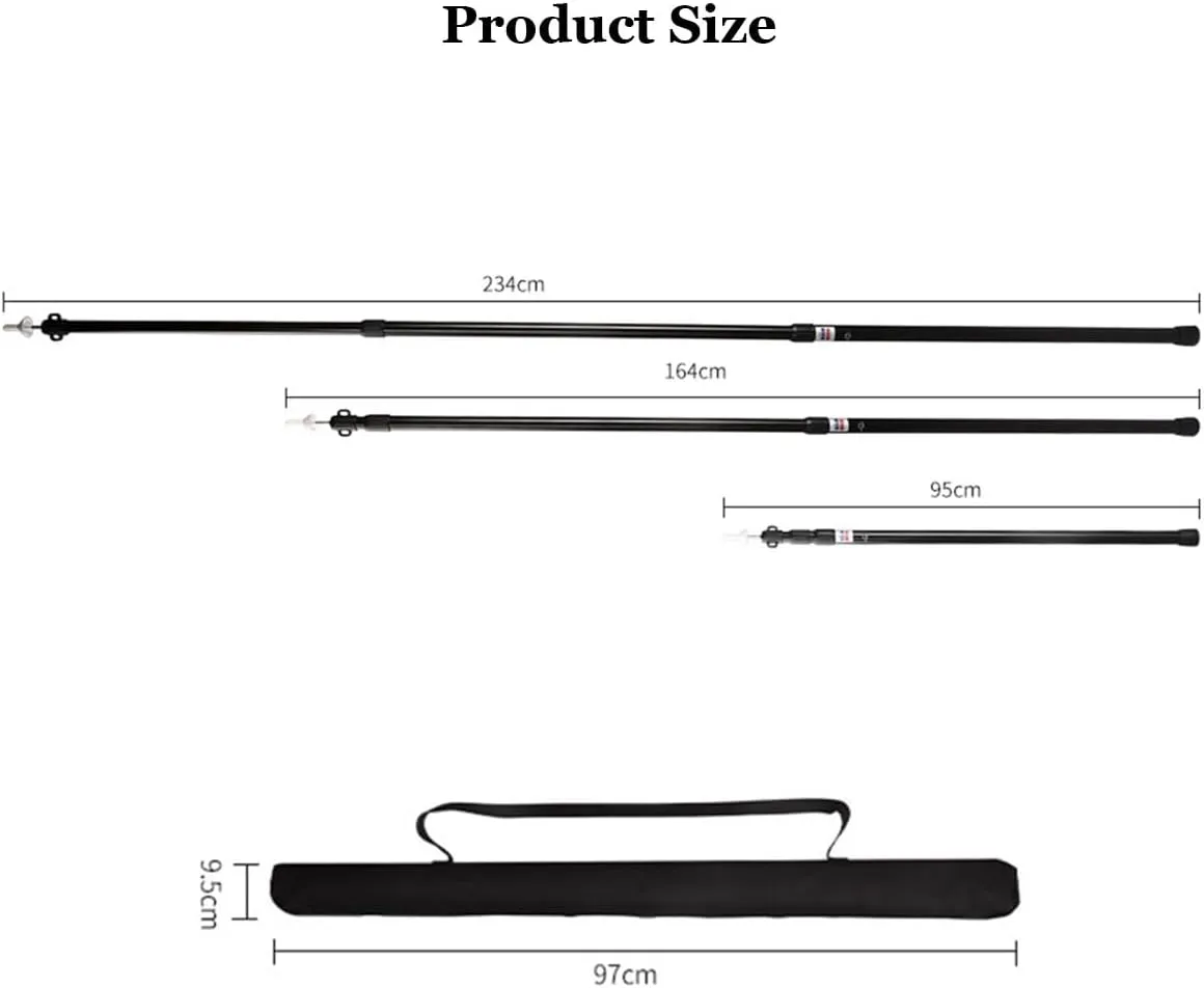 Telescopic Tarp Poles，Adjustable Tent Poles 4Pcs Aluminum Alloy Lightweight and Strong Adjustable Length Easy to Install Comes with Storage Bag(Silver)