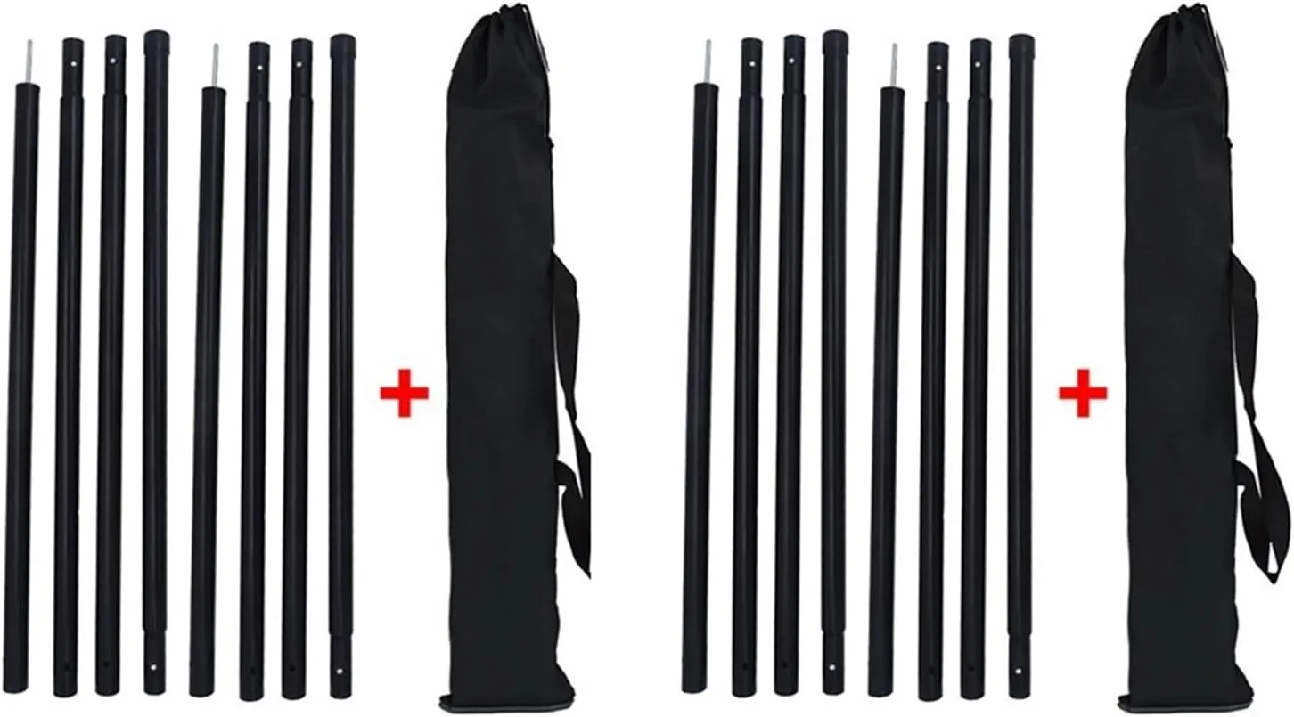 Tent Pole Support Frames Kit Outdoor Support， 2.4m Tarp Poles 240cm Adjustable Heavy Duty Iron Support Pole Shelter Awning Canopy Rod Camping Equipment Outdoor Accessories Warterproof Sail(2 pair 2.4m