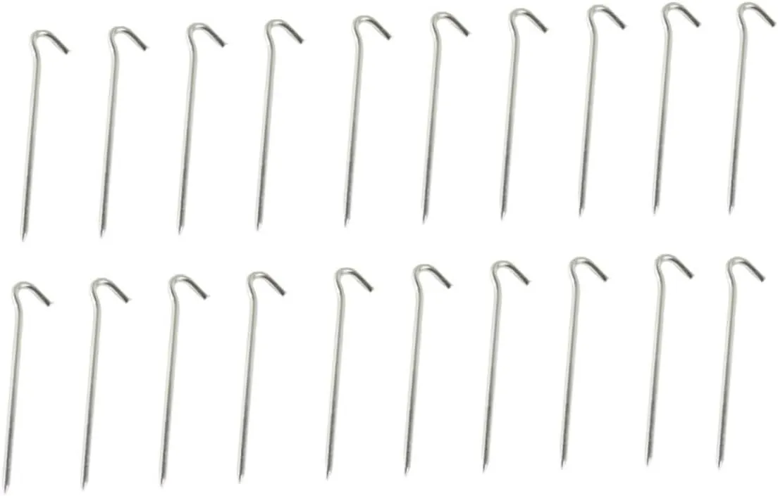 Tent Stake Pegs 20 Pack Ground Pegs for Tent Canopy Tarp Question Mark Shape Reusable Easy to Store Lightweight