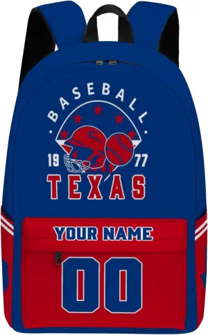 Texas Backpack Custom Name Number Travel Laptop Work Shoulder Bag Personalized Daypack Fans Gift for Men Women Boy Girl