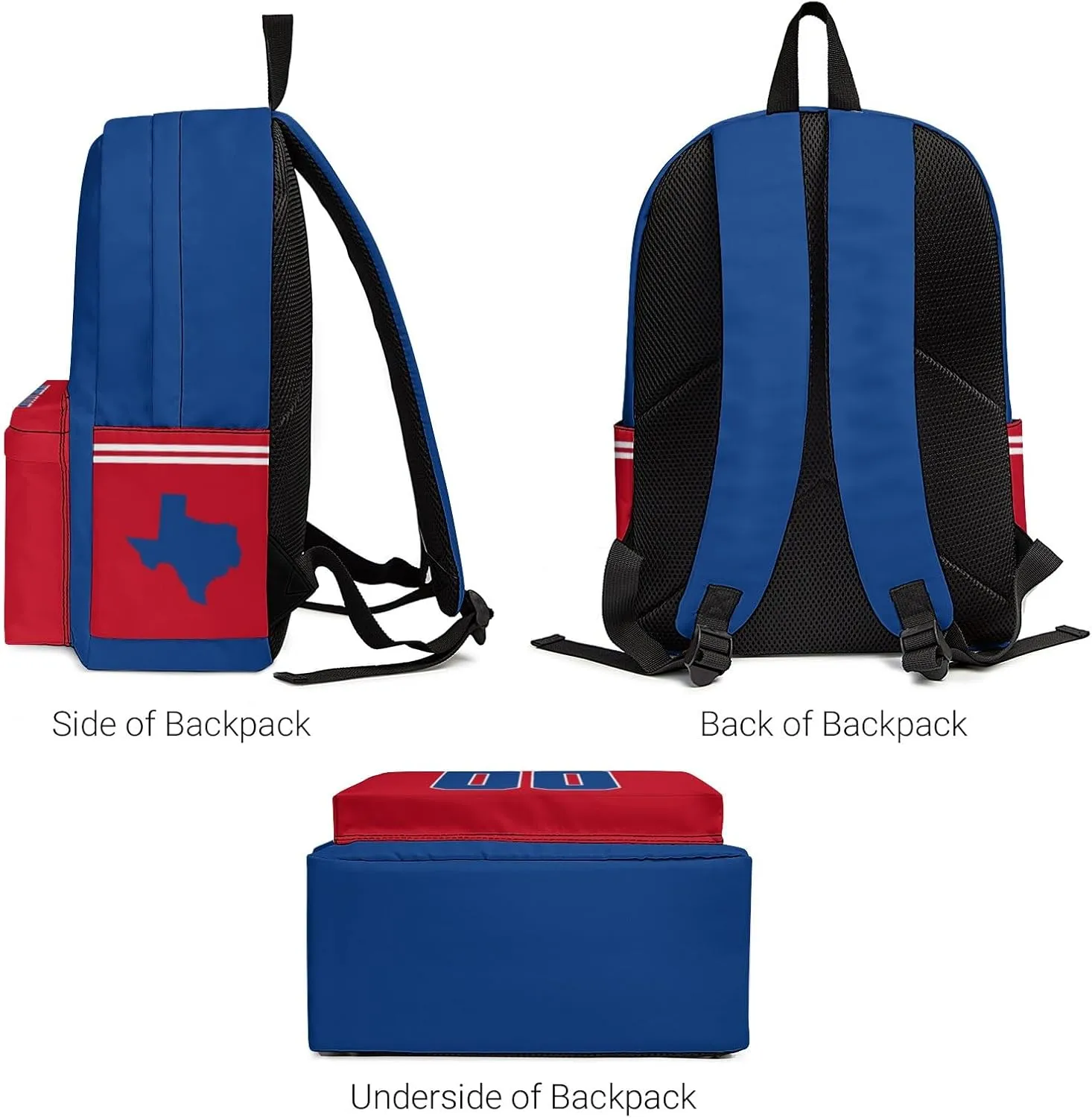 Texas Backpack Custom Name Number Travel Laptop Work Shoulder Bag Personalized Daypack Fans Gift for Men Women Boy Girl