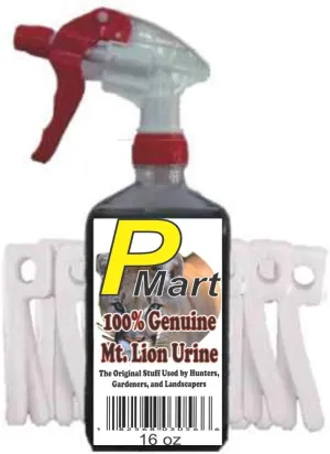 The Pee Mart - Mountain Lion Urine Scent Tag Combo 16 oz E-Z Trigger Spray. Full Strength!