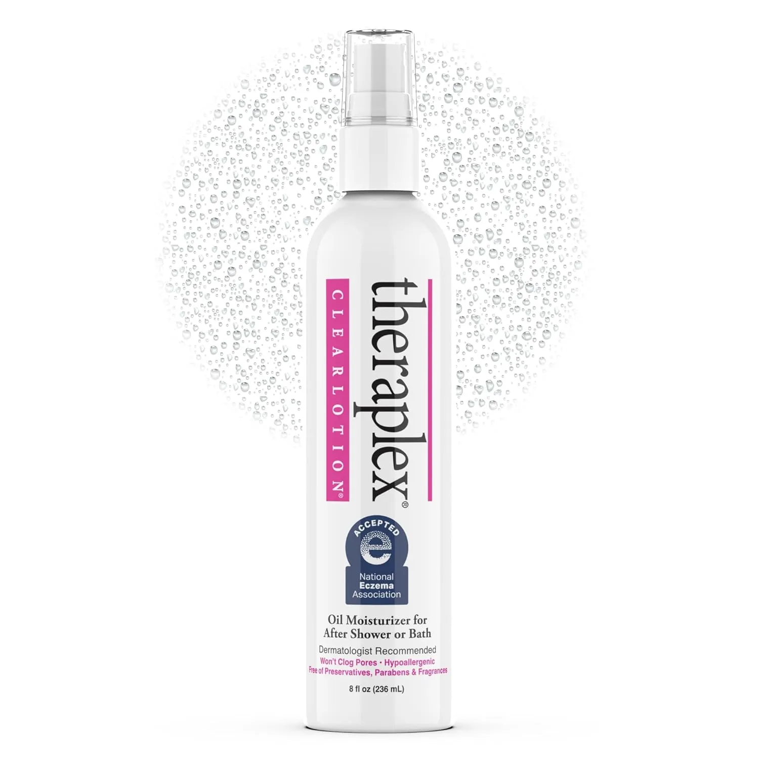 Theraplex Clear Lotion Spray (8 oz) - Natural Jojoba Oil, No Parabens or Preservatives, Noncomedogenic and Hypoallergenic, Dermatologist recommended - National Eczema Association Seal of Acceptance