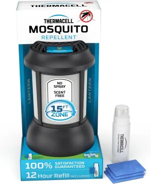 Thermacell Mosquito Repellent Lantern; No Spray Mosquito Repellent For Patios; Includes 12-Hours of Protection; Scent-Free, No Flame Citronella Candle Alternative