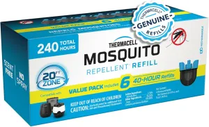 Thermacell Rechargeable Mosquito Repeller Refills; Advanced Repellent Formula Provides 20 Foot Protection Zone; Compatible with Thermacell E-Series & Radius Only; No DEET, Spray or Flame