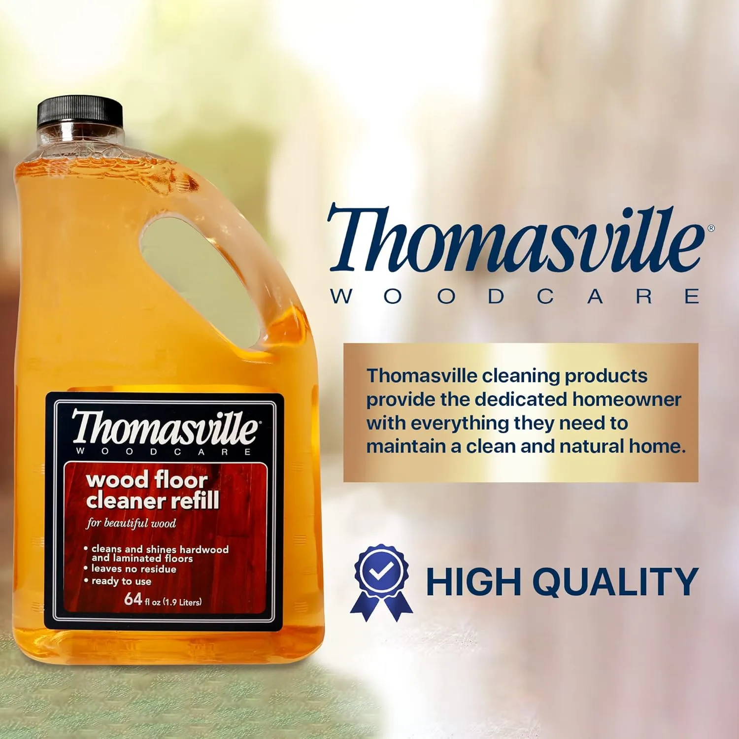 THOMASVILLE WOOD FLOOR CLEANER REFILL - Multisurface Wood Cleaner and Polish Furniture Quick Shine Restorer Protector Kitchen Cabinets Surface Cleaner House Cleaning Supplies Home Improvement