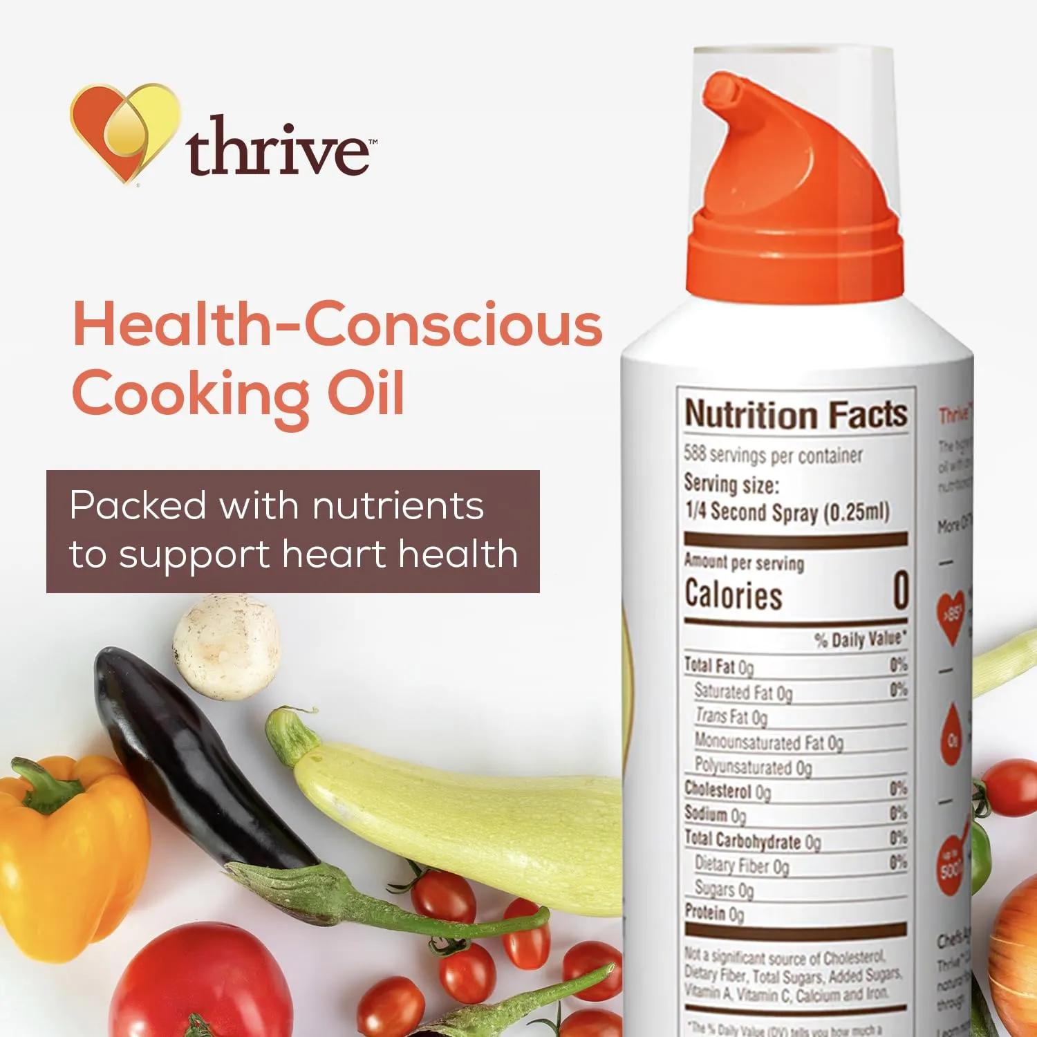 Thrive Cooking Spray – Everyday Algae Oil Culinary Blend High Heat Spray, Heart and Health-Conscious, Rich in Omega-9 Monounsaturated Fat (85%), Low Omega-6, Blended with UltraSun, 5 fl oz, 3 Pack