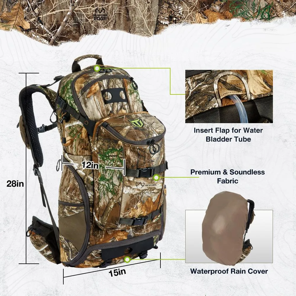 TideWe Hunting Pack 3400cu, Silent Frame Hunting Backpack for Bow/Rifle/Pistol