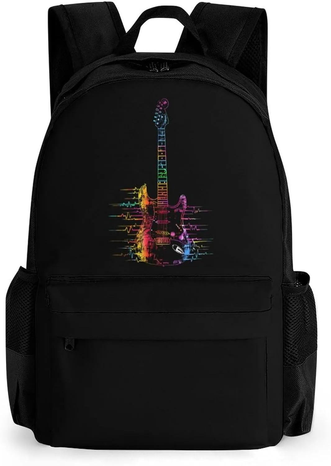 Tie Dye Guitar Heartbeat Travel Laptop Backpack 16 Inch Computer Bag Lightweight Work Bag Daypack for Men Women