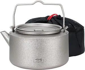 TiTo Titanium 1000ml/33.82fl oz Titanium Kettle with Folding Handle Filter Teapot Ultralight Portable Coffee Boil Water Pot for Outdoor Camping Hiking Travel Backpacking Drinkware (Ice Titanium)