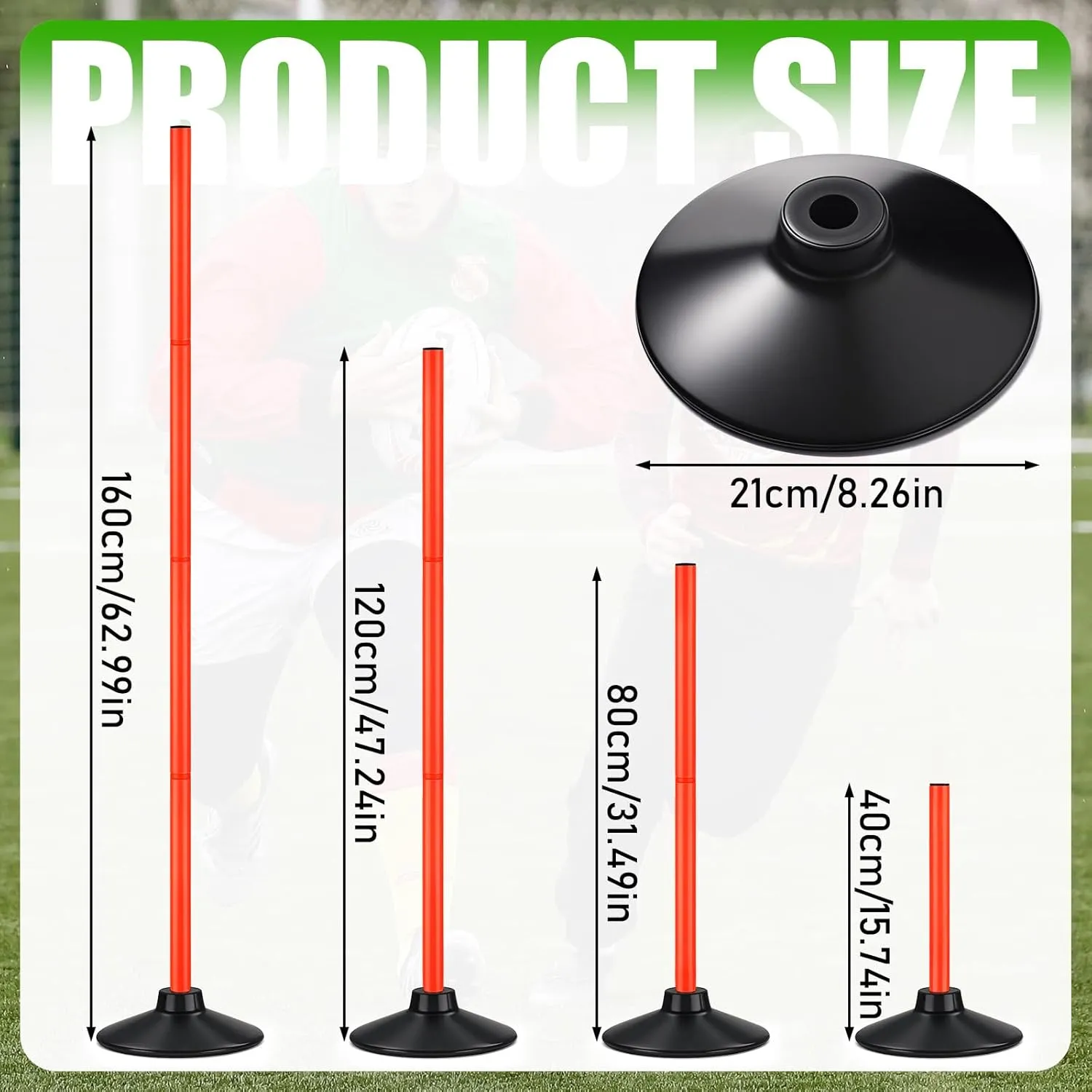 TOBWOLF 6PCS 6FT Adjustable Soccer Agility Training Poles, Detachable Sports Training Speed Sticks, Slalom Training Agility Pole Set, Outdoor Speed & Agility Turf Training Poles for Soccer Drills
