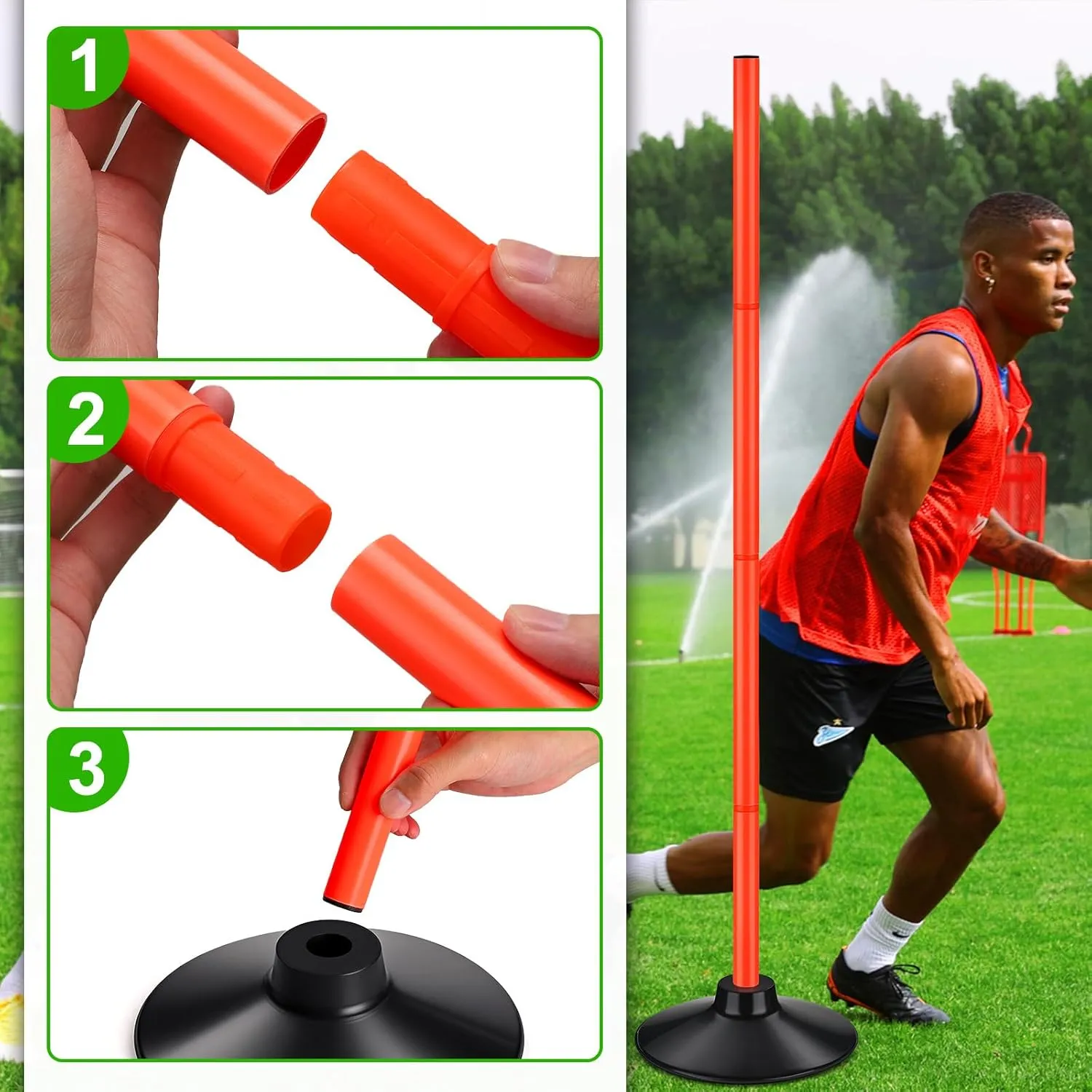 TOBWOLF 6PCS 6FT Adjustable Soccer Agility Training Poles, Detachable Sports Training Speed Sticks, Slalom Training Agility Pole Set, Outdoor Speed & Agility Turf Training Poles for Soccer Drills