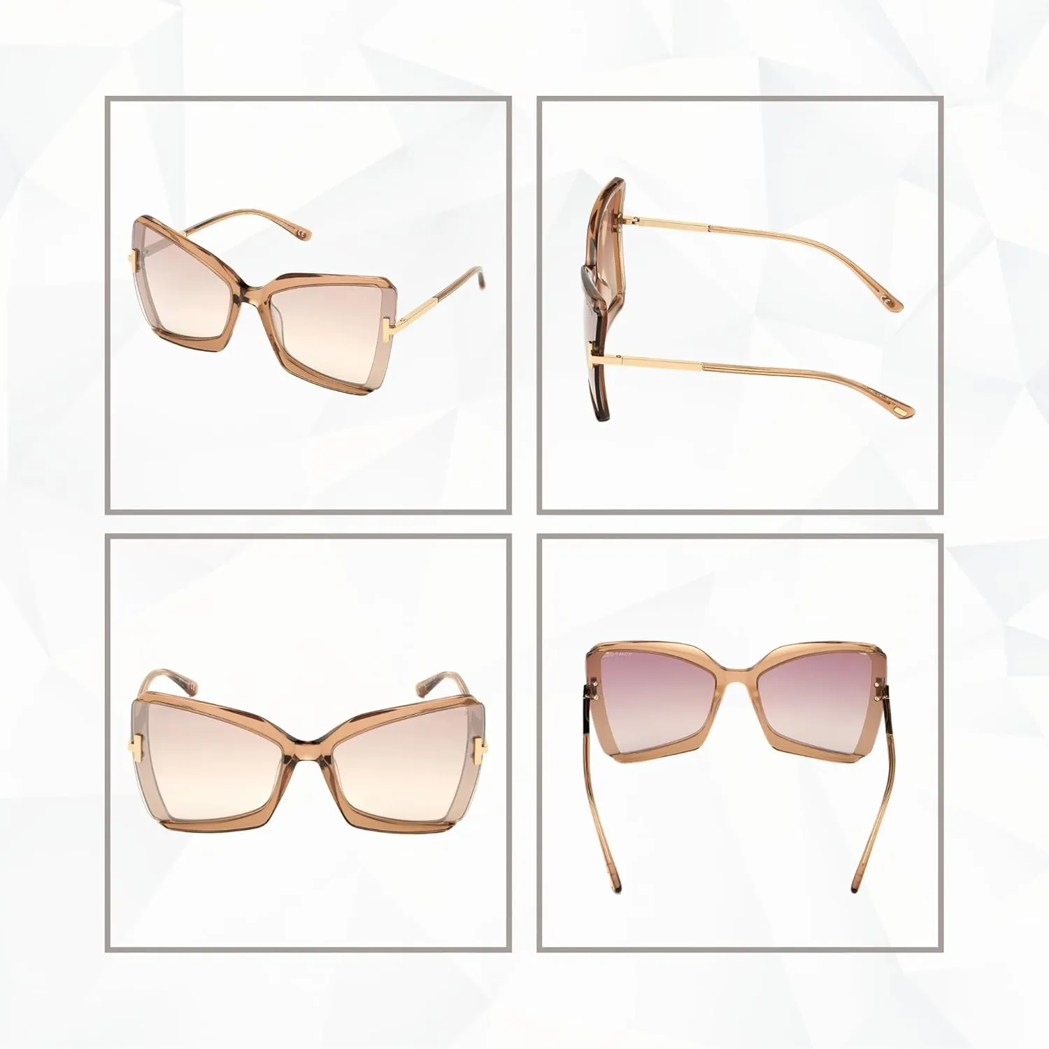 Tom Ford Gia FT0766 Square Sunglasses for Women   BUNDLE With Designer iWear Eyewear Kit