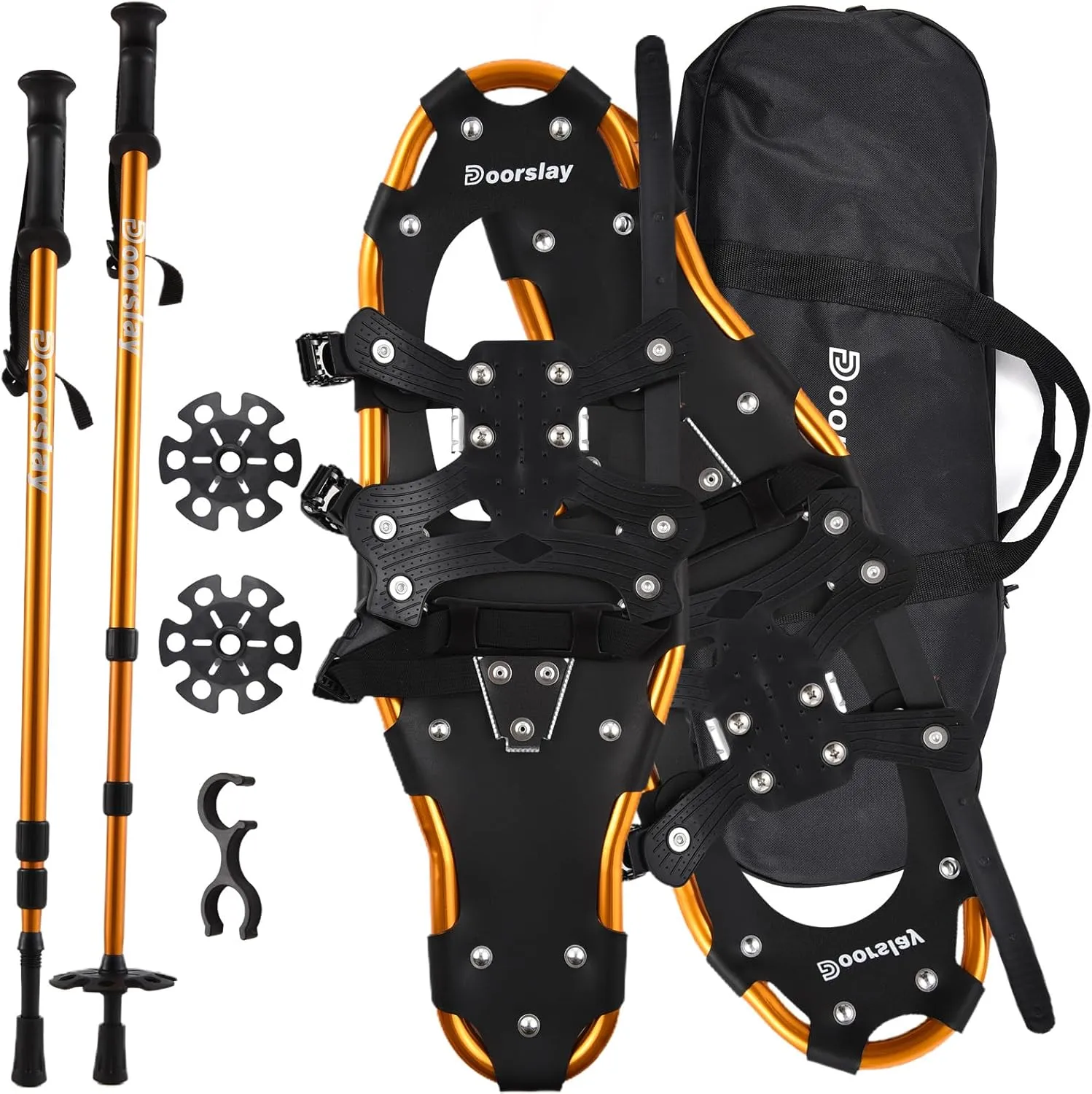 Topyond Lightweight Snowshoes and Hiking Poles Set, Aluminum, Ergonomic Design, Adjustable Heel Strap Snowshoeing Equipment for Winter Adventures and Mountain Trekking (21in)