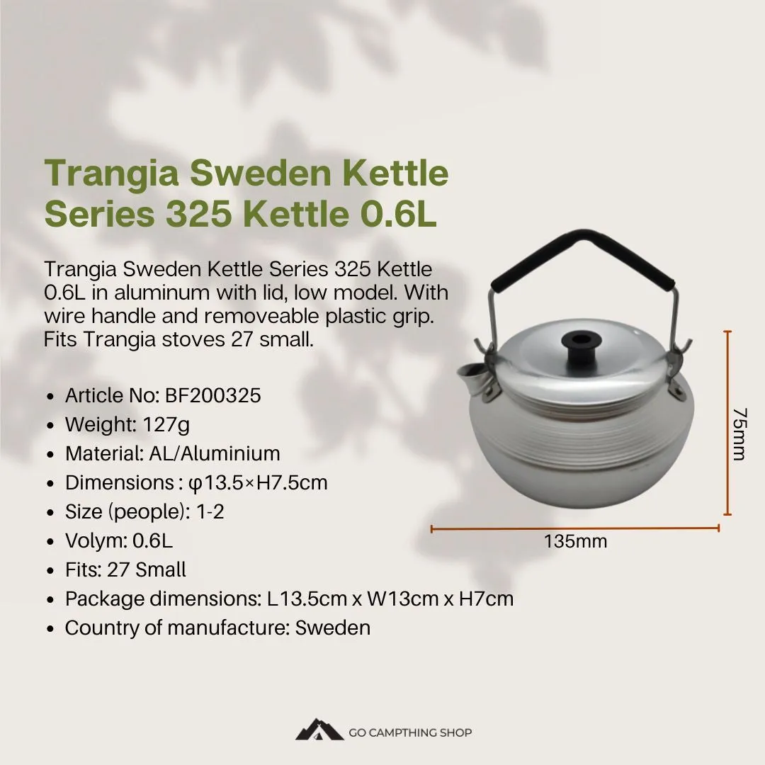 Trangia Sweden Kettle Series 325 Kettle 0.6L Small Aluminium Lightweight