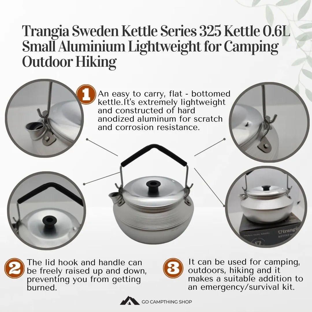 Trangia Sweden Kettle Series 325 Kettle 0.6L Small Aluminium Lightweight