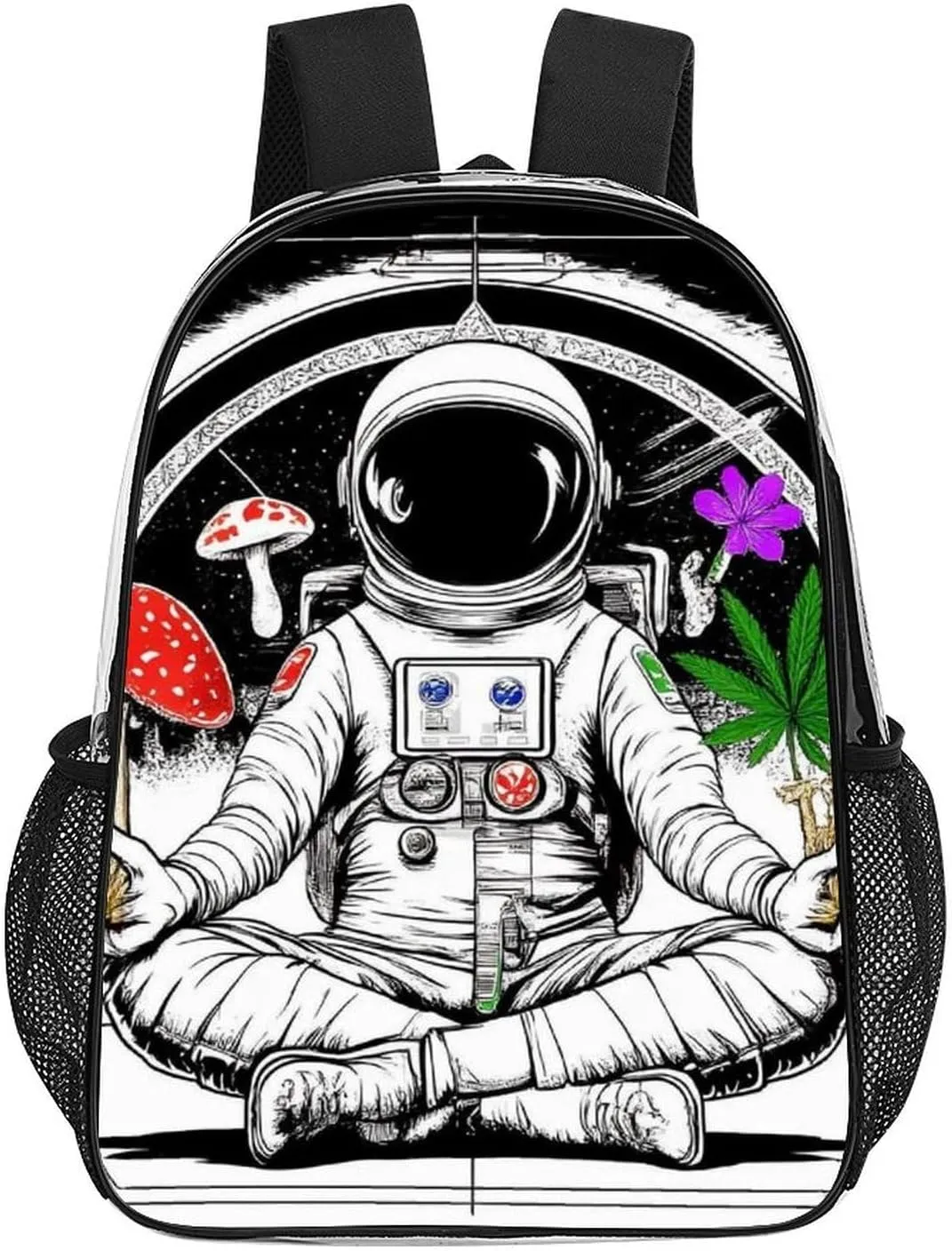 Transparent Daypack Backpack for Sports Travel Running - Big Capacity Anti-Theft Multipurpose Carry On Bag, Astronaut Trippy Mushroom Art Laptop Book Bag Rucksack