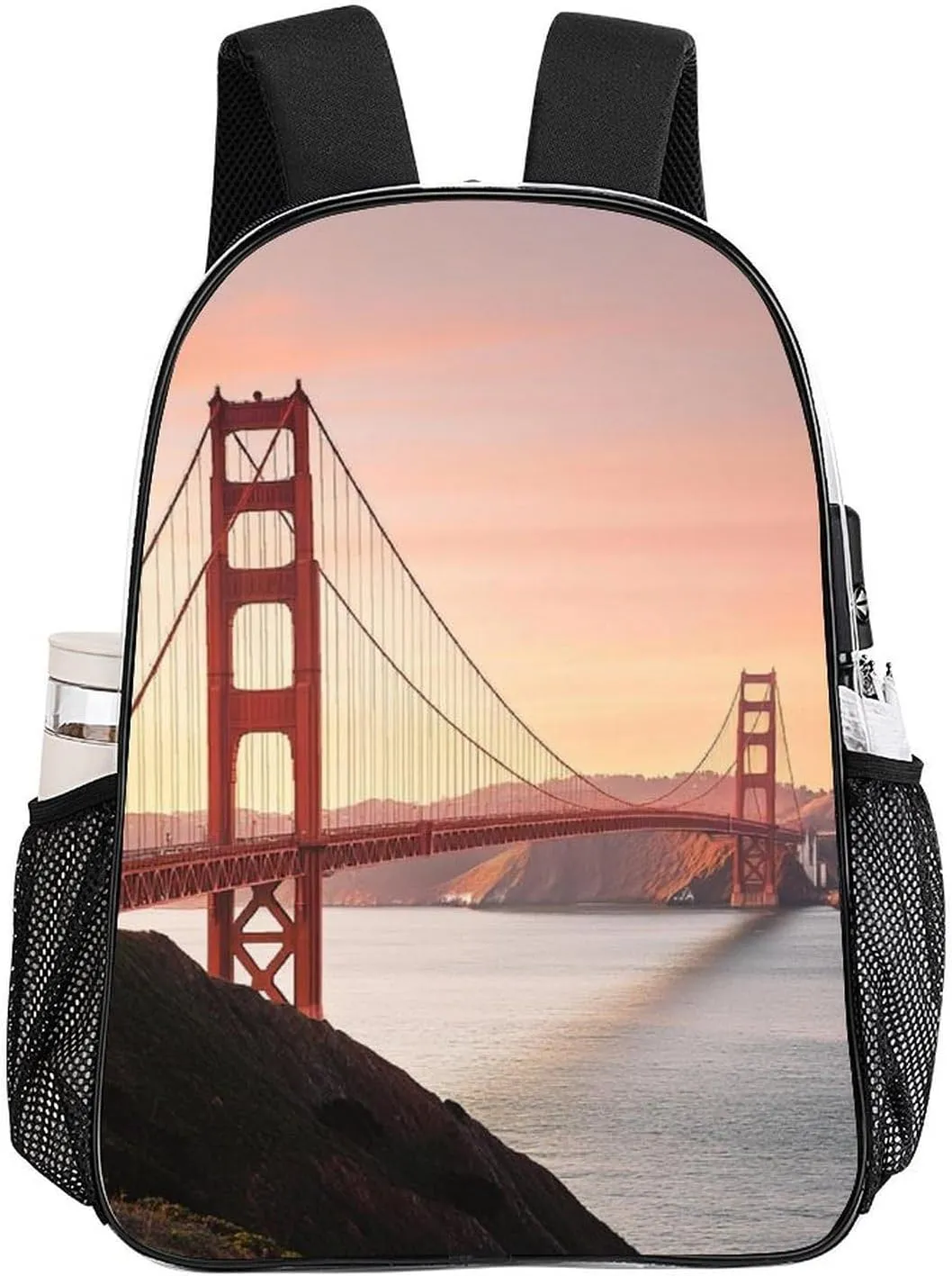 Transparent Daypack Backpack for Sports Travel Running - Big Capacity Anti-Theft Multipurpose Carry On Bag, Golden Gate Bridge San Francisco California Laptop Book Bag Rucksack