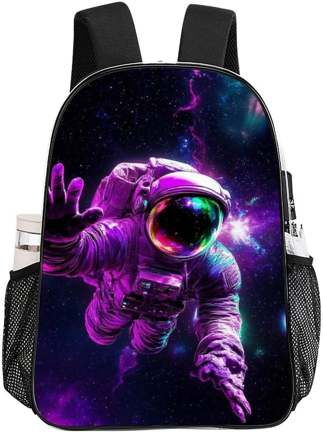 Transparent Daypack Backpack for Trekking Picnic Walking Cycling - Large Capacity Anti-Theft Multipurpose Shoulder Bag, Space Purple Galaxy Trippy Astronaut Art Casual Daypack