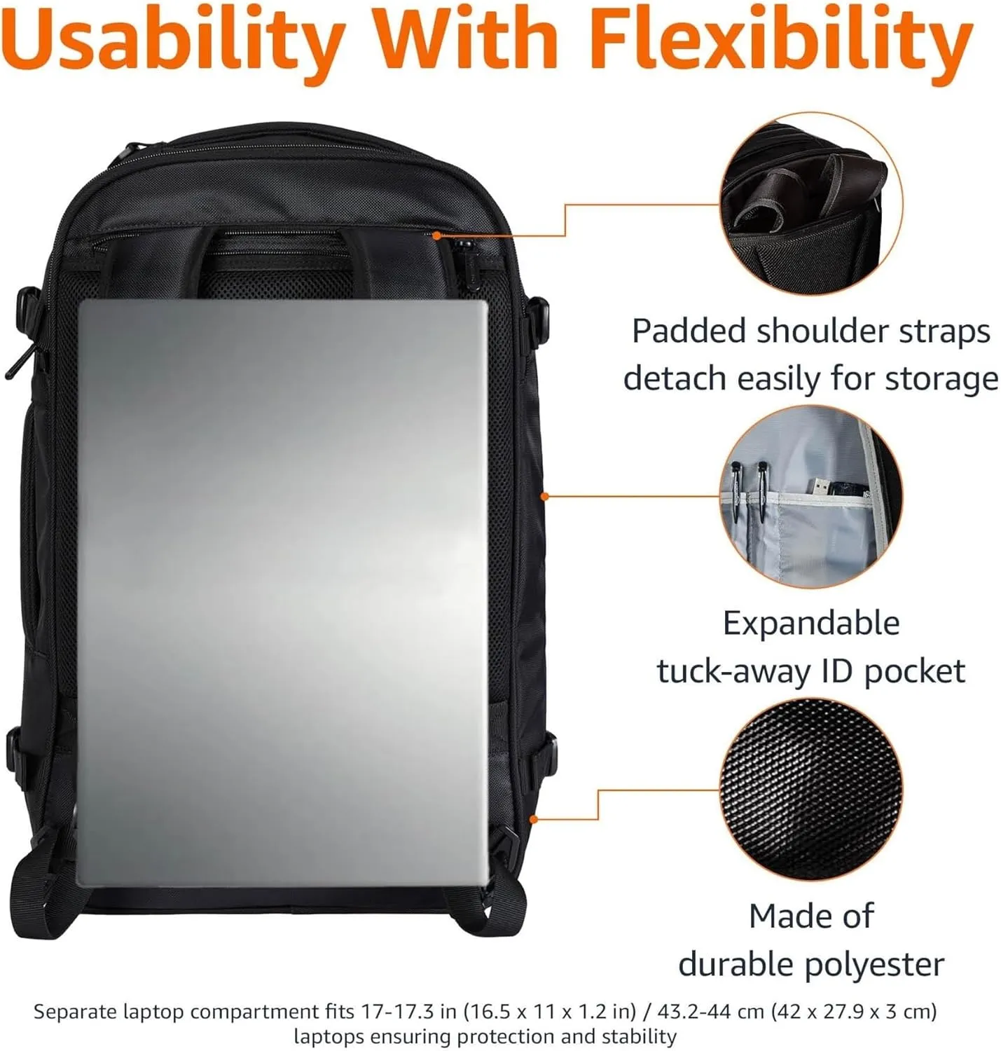Travel Backpack, Carry-on, Flight Approved, Lightweight, Expandable, Can Be Used As A Backpack Or Shoulder Bag