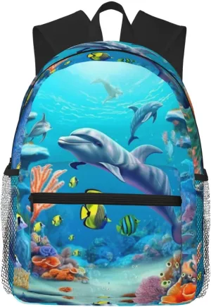 Travel Backpack For Men Women Seabed Coral Fish Dolphins Printing Waterproof Lightweight Casual Backpack Bag 20l Large Computer Daypack