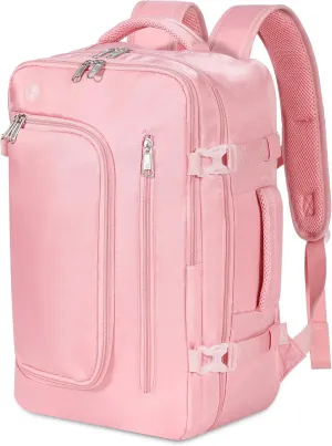 Travel Backpack for Women, Carry On Backpack Flight Approved Underseat Personal Item Luggage, Lightweight Daypack Weekender Bag with 17 inch Laptop Compartment, Pink