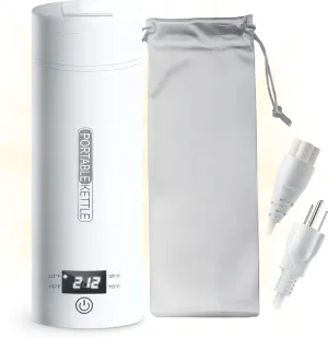 Travel Electric Portable Kettle, Small Travel Kettle for Tea and Coffee - 304 Stainless Steel, 450mL Mini Hot Water Boiler with 4 Temperature Presets, LCD Display, and Auto Shut-Off