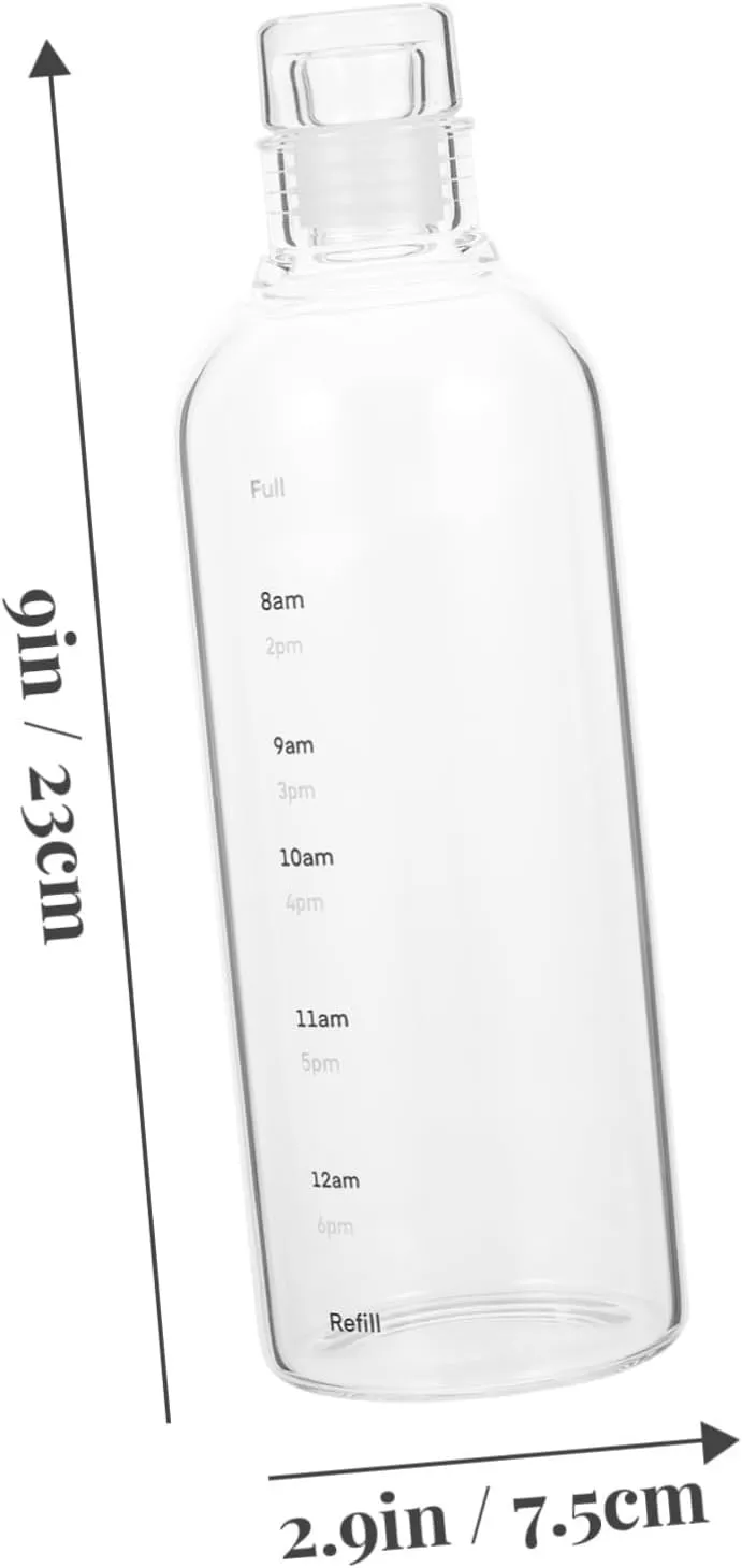 Travel Size Water Bottle Portable Glass Water Bottle with Scale Running Sealed