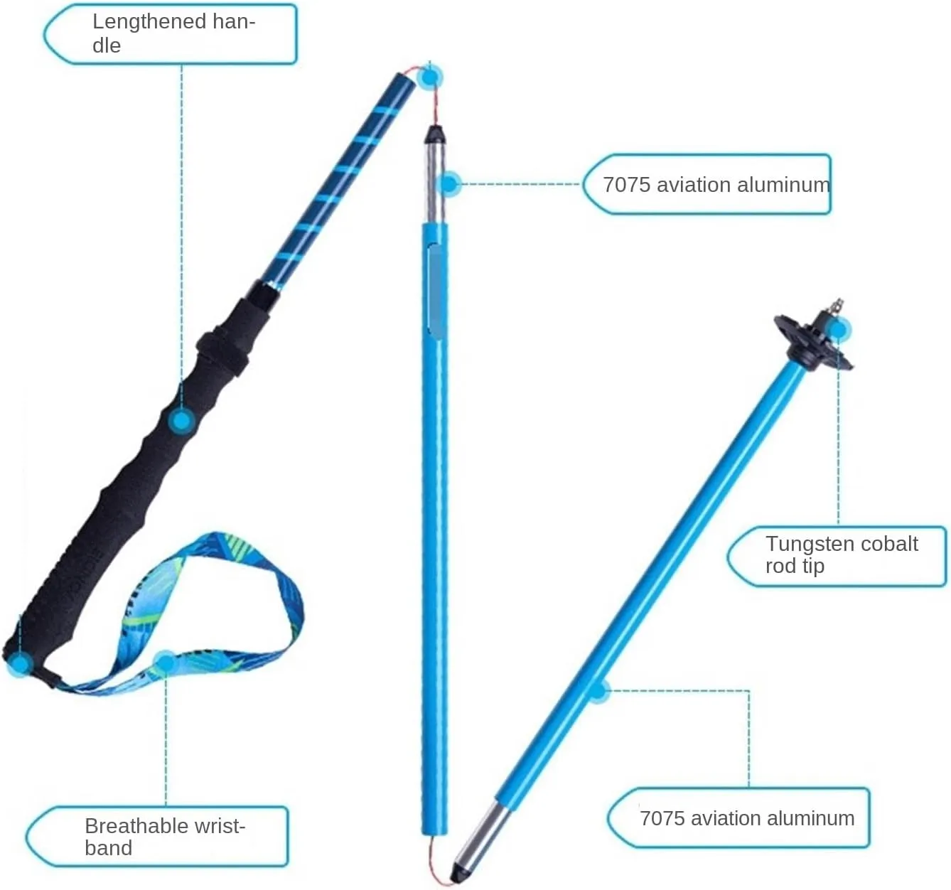 Travel Trekking Pole Aluminum Alloy Trekking Poles Lightweight Quick Lock Walking Stick for Hiking Backpacking Outdoor Activities