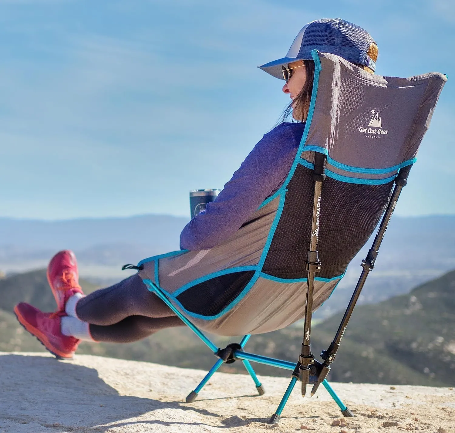 TrekChair V2 Highback Backpacking Chair | 2-in-1 Trekking Pole and Camp Chair System | Extra Large and Wide with Headrest | Ultralight | Compact, Packable, and Lightweight Hiking Chair