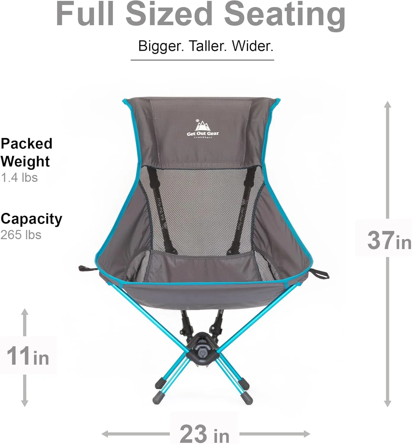 TrekChair V2 Highback Backpacking Chair | 2-in-1 Trekking Pole and Camp Chair System | Extra Large and Wide with Headrest | Ultralight | Compact, Packable, and Lightweight Hiking Chair