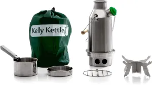 Trekker 20 oz. Stainless Steel Kelly Kettle® Basic Kit (0.6 ltr) Rocket Stove Boils water Ultra Fast with just sticks/twigs. For Camping, Fishing, Scouts, Hunting, Emergencies, Hurricanes, Tornados