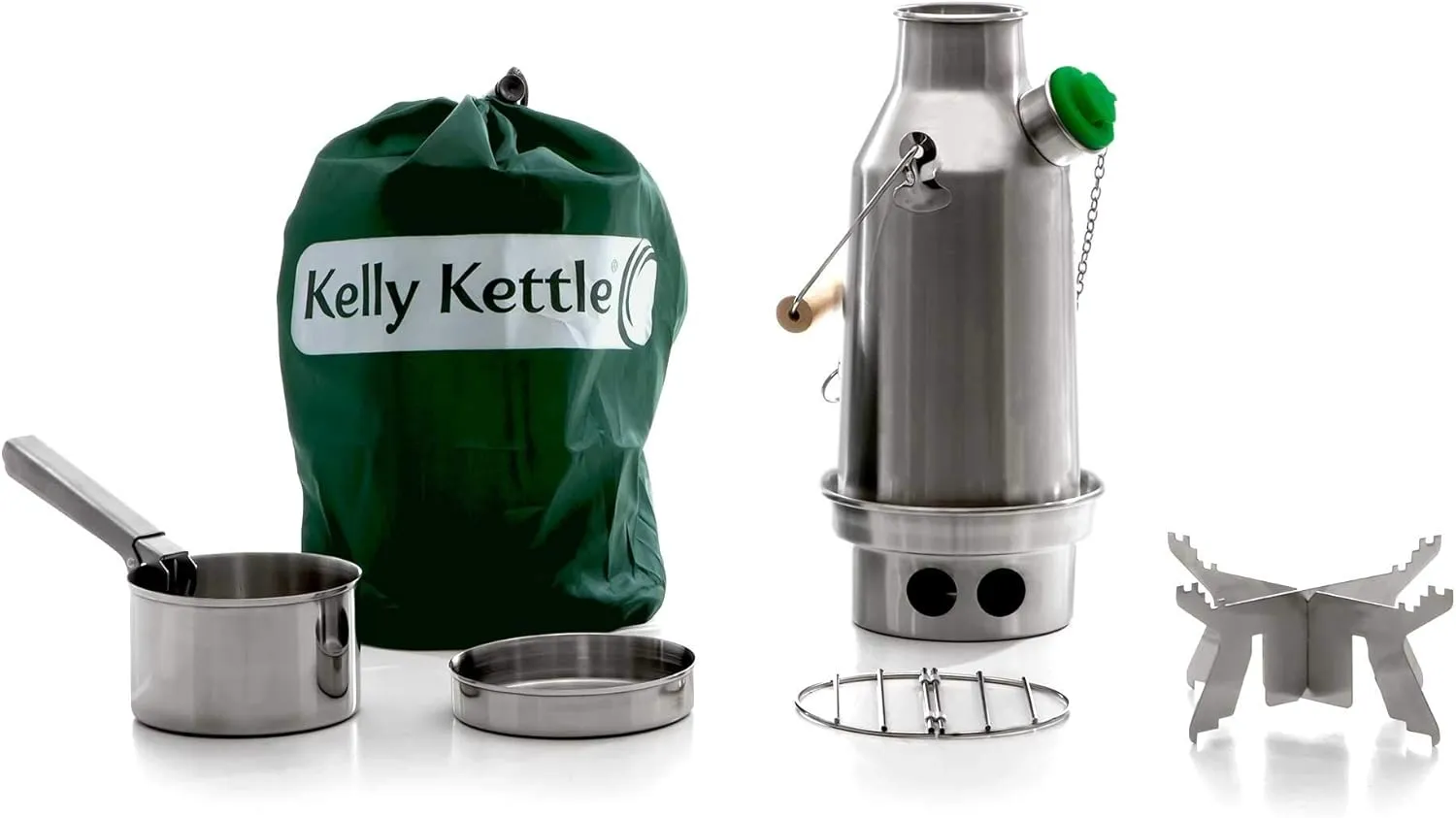 Trekker 20 oz. Stainless Steel Kelly Kettle® Basic Kit (0.6 ltr) Rocket Stove Boils water Ultra Fast with just sticks/twigs. For Camping, Fishing, Scouts, Hunting, Emergencies, Hurricanes, Tornados