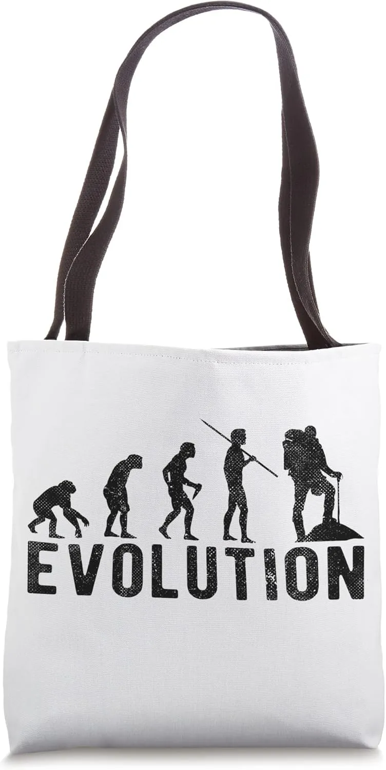 Trekking Hiking Evolution Funny Vintage Tote Bag