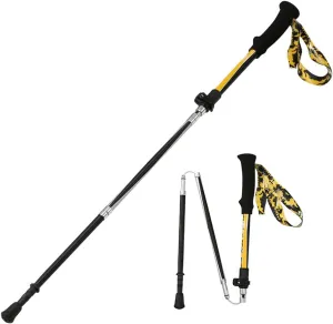 Trekking Poles, Aluminum Alloy Telescopic Walking Stick, 3-Section Adjustable Portable Trekking Poles, Hiking with Wristband & Stick Cap, for Walking, Camping