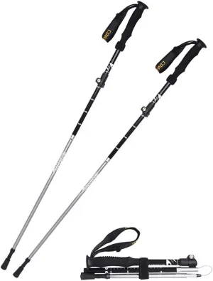 Trekking Poles Collapsible Lightweight High-Strength Wear-Resistant Aluminum Alloy Ultralight Mountaineering Equipment Lightweight Straight Handle 2PCS Accessories&Carry Bags