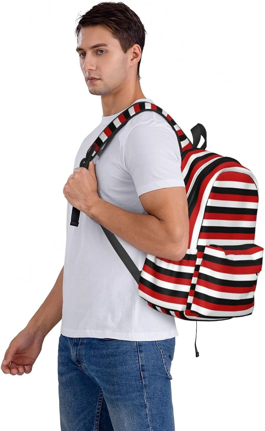 Trinidad And Tobago Yemen Flag Stripes Backpack Large Capacity Backpack Lightweight Double Shoulder Bag For Women Men Travel