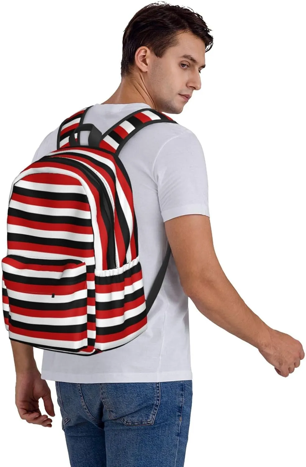 Trinidad And Tobago Yemen Flag Stripes Backpack Large Capacity Backpack Lightweight Double Shoulder Bag For Women Men Travel