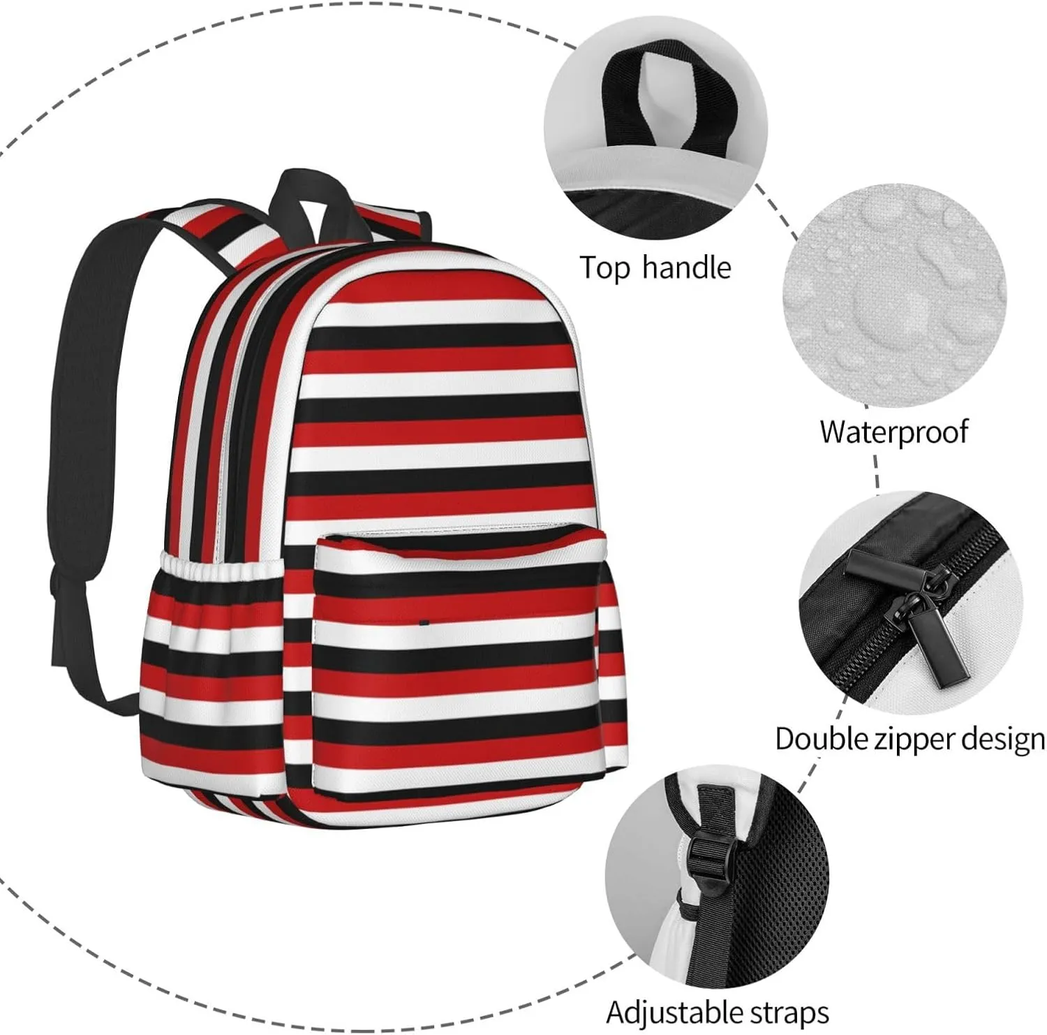 Trinidad And Tobago Yemen Flag Stripes Backpack Large Capacity Backpack Lightweight Double Shoulder Bag For Women Men Travel