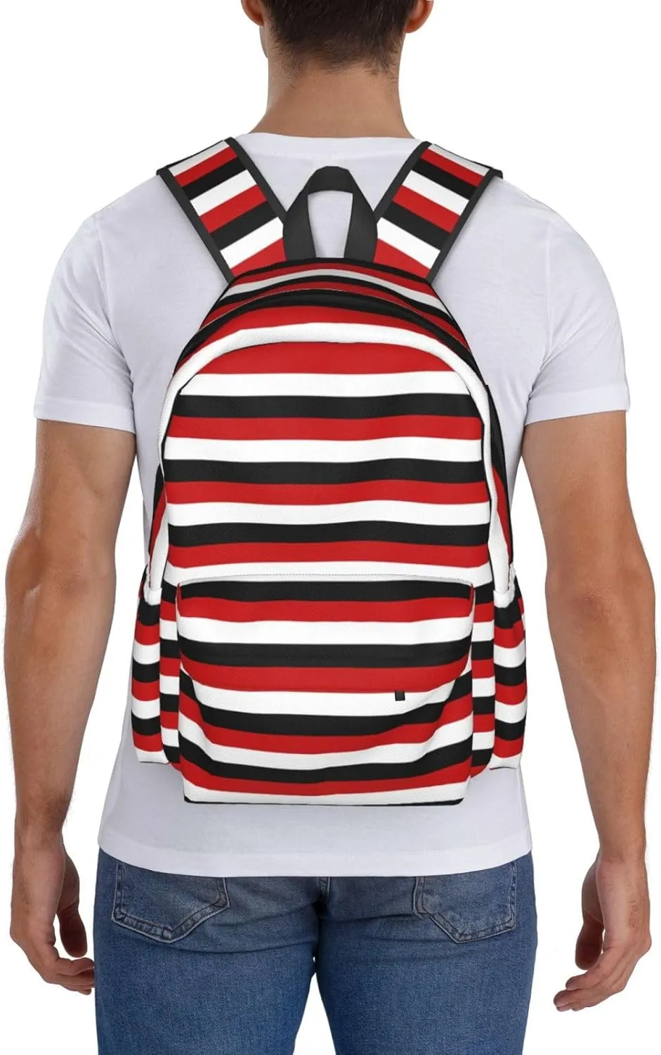 Trinidad And Tobago Yemen Flag Stripes Backpack Large Capacity Backpack Lightweight Double Shoulder Bag For Women Men Travel