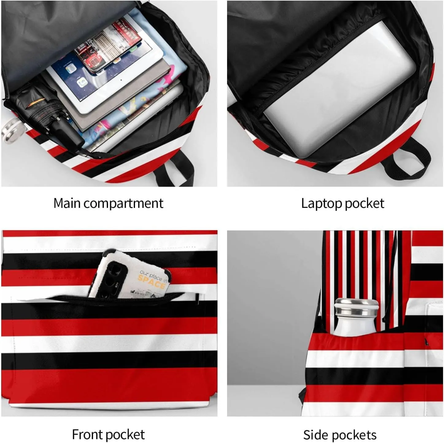 Trinidad And Tobago Yemen Flag Stripes Backpack Large Capacity Backpack Lightweight Double Shoulder Bag For Women Men Travel