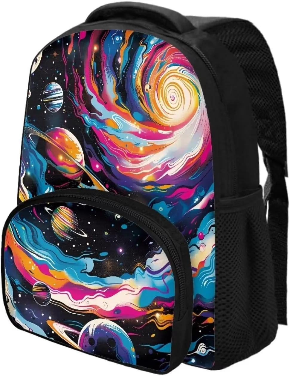 Trippy Galaxy School Backpack for Girls Boys Solar System Backpack for Notebooks Laptop Bottles Reusable Bookbag with Breathable Back Panel 12 Inch Shoulder Bag for School Travel Gifts