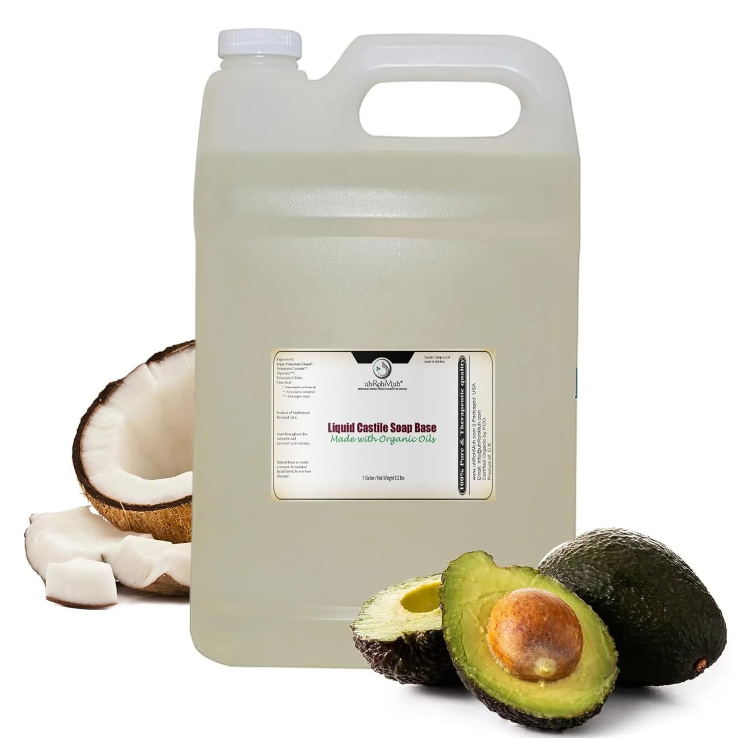uh*Roh*Muh Organic Castile Liquid Soap - USDA Certified Versatile Soap Base for Soap Making | Gentle Skin Cleanser, Plant-Friendly Insect Spray, Pet Wash made with Natural Ingredients UK - (1G)
