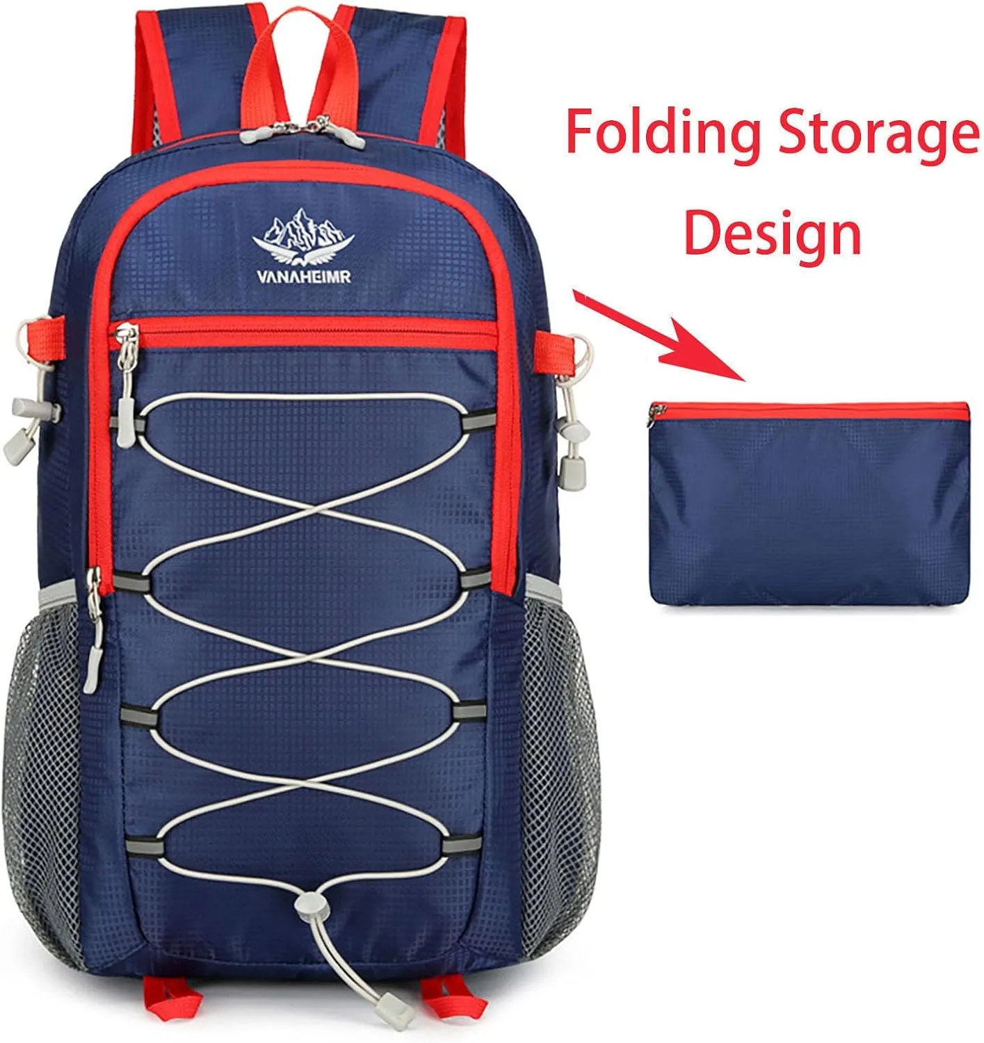 Ultralight Lightweight Large Capacity Packable Foldable Outdoor Travel Camping Hiking Backpack Rucksack (Dark Blue)