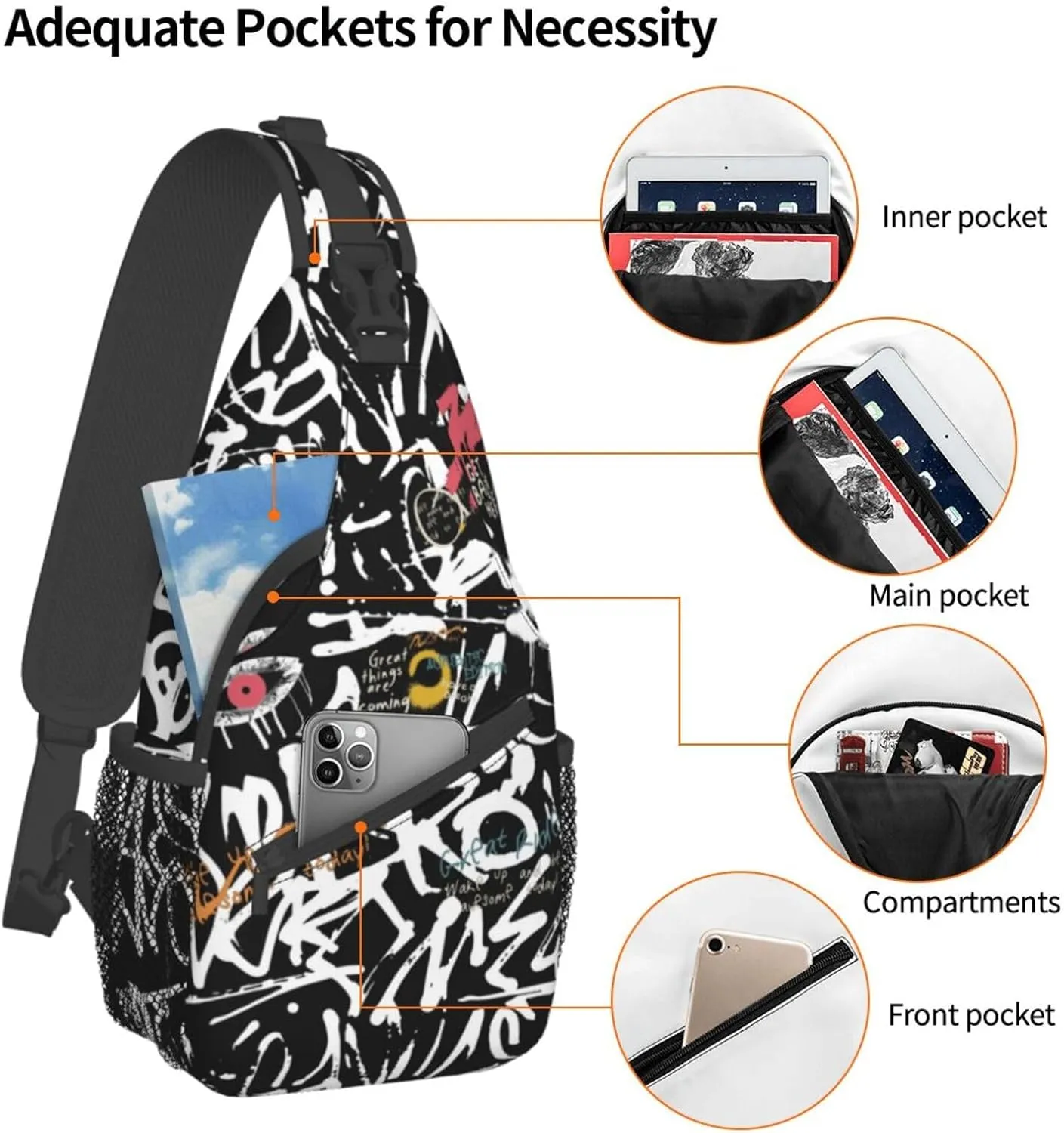 Unisex Chest Bags Crossbody Sling Backpack Travel Hiking Daypack Crossbody Bag For Men